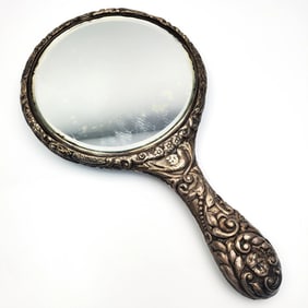 Antique Silver Handheld Mirror