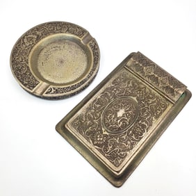 Lot of 2 Vintage Persian 84 Silver Desktop Items