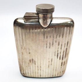 Antique English Sterling Silver Flask