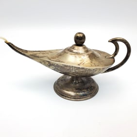 Vintage Mexican Silver Aladdin Genie Lamp
