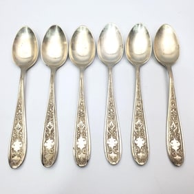 Set of 6 Persian Silver Spoons