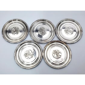 6 Georg Jensen Denmark Sterling Silver Coasters