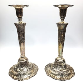 Pair Antique Gorham Weighted Silver Candlesticks