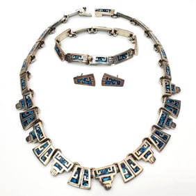 Taxco Navajo Style Sterling Silver Jewelry Set