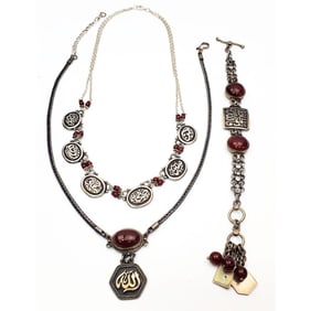 3 Middle Eastern Islamic Sterling Silver Jewelry