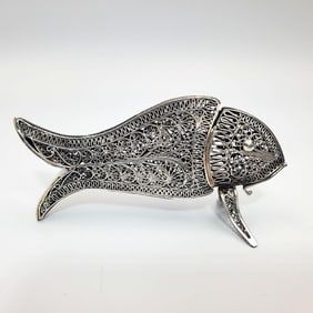 Judaica Sterling Silver Filigree "Fish" Besamim