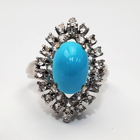 18K White Gold & Turquoise Ring