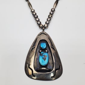 Native American Silver Squash Blossom Necklace