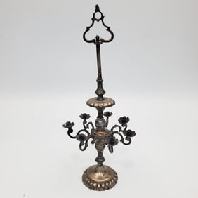 Judaica Miniature Silver 7-Light Candelabra