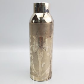 Sterling Silver Floral Design Cocktail Shaker