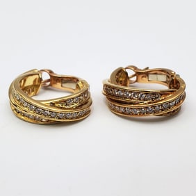 Cartier 18K Gold & Diamonds Trinity Hoop Earrings