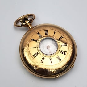 Antique Breguet 14K Gold Demi Hunter Pocket Watch