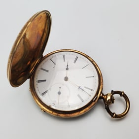 Antique Breting Bros 18K Gold Enamel Pocket Watch