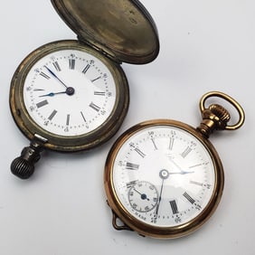 Lot of 2 Antique Pocket Watches Including 1 Silver