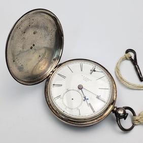 Antique Sterling Silver English Pocket Watch, 1857