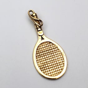 14K Gold Tennis Racket Pendant