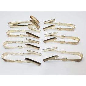 7 Antique English Sterling Silver Asparagus Tongs