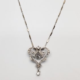 14K White Gold & Diamond Pendant Necklace