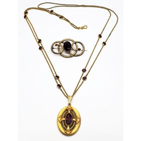 Early Gold Filled & Amethyst Pendant Necklace