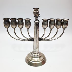 Judaica Antique German Silver Menorah