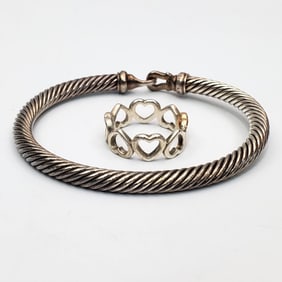 Tiffany & Co 18K Gold & Sterling Silver Heart Ring