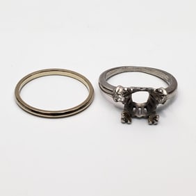 Lot of 2 Vintage Platinum Rings