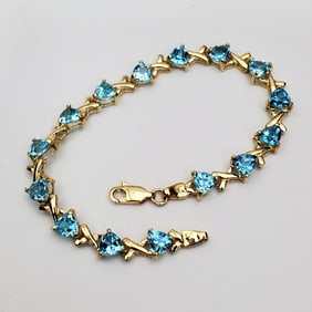 14K Gold & Blue Topaz Bracelet