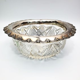 Antique Shreve & Co Sterling Silver Cut Glass Bowl