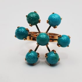 Unusual 14K Gold & Probably Turquoise Ring