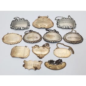 Lot of 12 Sterling Silver Wine Bottle Tags