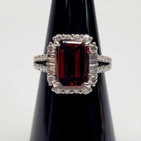 18K White Gold & Fancy Dark Orange Lab Diamond Ring