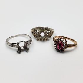Lot of 3 Vintage Gold & Platinum Rings/Settings
