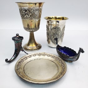 Judaica Lot of 3 Silver Items