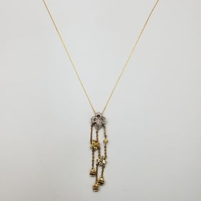 14K Gold Peridot & Diamond Pendant Necklace