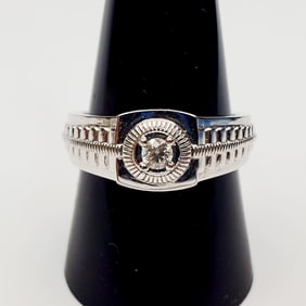 14K White Gold Men's Ring w/ Diamonds