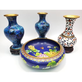 Lot of 4 Chinese Cloisonne Items