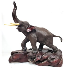 Antique Japanese Meiji Large Bronze Elephant