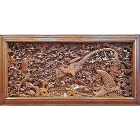 Fine Chinese Large Carved Wood Wall Hanging