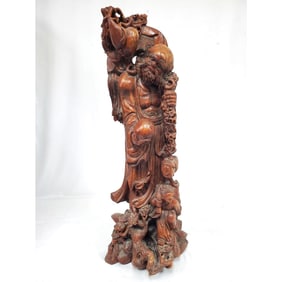 Exceptional Antique Large Chinese Wood Figure