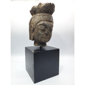Antique Chinese Carved Stone Figure of Guanyin