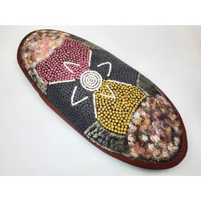 Australian Painted Wood Coolamon Carrying Vessel