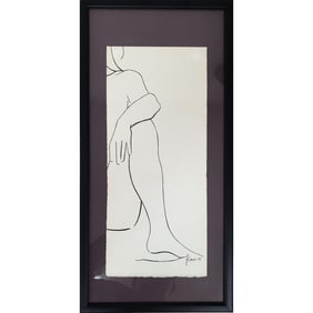 Signed Drawing Ink on Paper "Seated Nude"