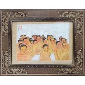 Chinese Signed Painting Watercolor & Oil on Paper