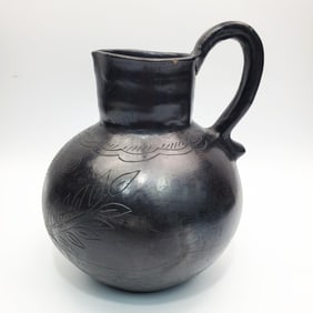 Dona Rosa Oaxaca Mexico Black Clay Pitcher