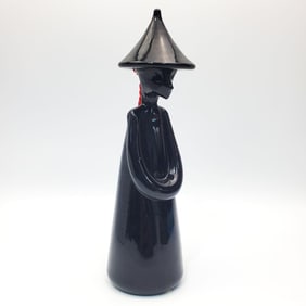 Italian Murano Black Glass Figure of Chinese Monk