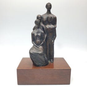 Signed Bronze Figure of a Family