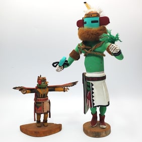 Lot of 2 Hopi Native American Wood Kachina Dolls
