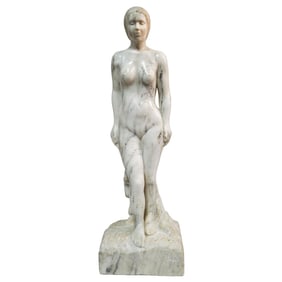 Signed J. Frank MCM Carved Marble Figure of a Nude