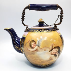 Antique Royal Vienna Hand-Painted Porcelain Teapot