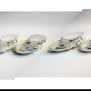 Lot of 3 Antique Meissen Porcelain Cups & Saucers: Lot of 3 Antique Meissen Porcelain Cups & Saucers w/ Hand-Painted Decorations of Flowers. All Are Fully Marked. Condition: Generally Very Good. Dimensions: Saucers-Dia-4.25". Cups-H-1.75" x L-3.25". P